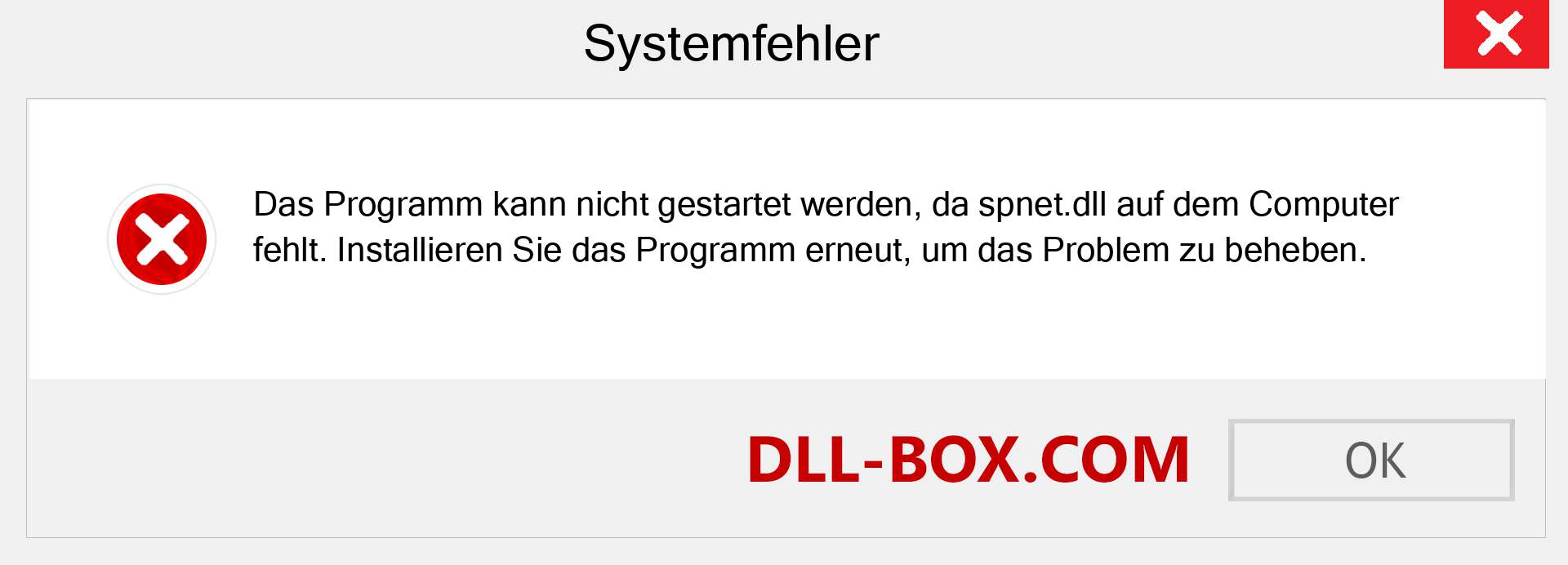 spnet.dll-Datei fehlt?. Download für Windows 7, 8, 10 - Fix spnet dll Missing Error unter Windows, Fotos, Bildern