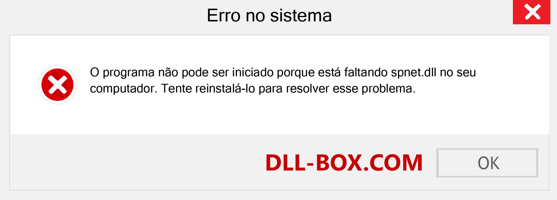 Arquivo spnet.dll ausente ?. Download para Windows 7, 8, 10 - Correção de erro ausente spnet dll no Windows, fotos, imagens